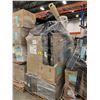 Image 2 : PALLET OF SET DEC ITEMS INCLUDING; METAL SHELVES, MONITORS, UMBRELLAS, EMPTY PRODUCT CASES AND MORE