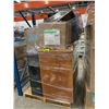 Image 2 : PALLET OF SET DEC ITEMS INCLUDING; CREDENZA, CHAIRS, WATER COOLER, FILE HOLDERS AND MORE