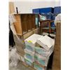 Image 2 : PALLET OF SET DEC ITEMS INCLUDING; BOOKS, SIDE TABLE, FLAGPOLES AND MORE