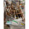 Image 4 : PALLET OF SET DEC ITEMS INCLUDING; HEADBOARDS, DINING CHAIRS AND BATHTUB