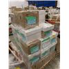 Image 3 : PALLET OF SET DEC ITEMS INCLUDING; TRAYS AND ICE BUCKETS, CHAIR, COFFEE TABLE, BLANKETS AND MORE
