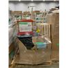 Image 1 : PALLET OF SET DEC ITEMS INCLUDING; WOOD CRATES, BIRD CAGE, CHAIR, POSTERS AND MORE