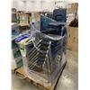 Image 2 : PALLET OF SET DEC ITEMS INCLUDING; CHAIRS AND BINS