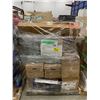 Image 1 : PALLET OF SET DEC ITEMS INCLUDING; TILES, ASSORTED ELECTRICAL BOXES, DOOR LOCK AND MORE