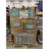 Image 1 : PALLET OF SET DEC ITEMS INCLUDING; SNOWBOARD, MILK CRATE, CABINET, MISC TOOLS AND MORE