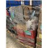 Image 4 : PALLET OF SET DEC ITEMS INCLUDING; COOLER, BIKE TIRES, TOOLBOX, CRATES AND MORE