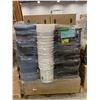 Image 1 : PALLET OF SET DEC ITEMS INCLUDING; TRASH CANS, CRATES, BUCKETS AND MORE