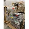 Image 2 : PALLET OF SET DEC ITEMS INCLUDING; QUEEN RATTAN HEADBOARD, FILE CABINETS, RECORD PLAYER, WOODSTOV...