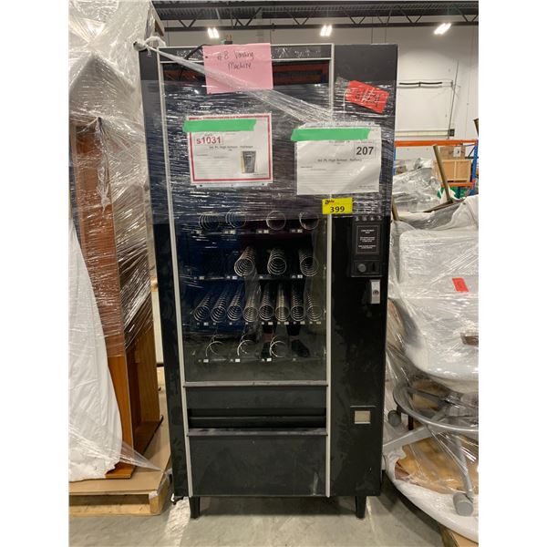 VENDING MACHINE NO KEY, GARBAGE CAN AND STORAGE RACK