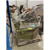 Image 1 : PALLET OF SET DEC ITEMS INCLUDING; CHAIRS, SAWHORSES, AND DESK