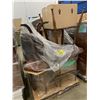 Image 1 : PALLET OF SET DEC ITEMS INCLUDING; DRESSER, BENCH, SIDE TABLES, LIGHTING AND MORE