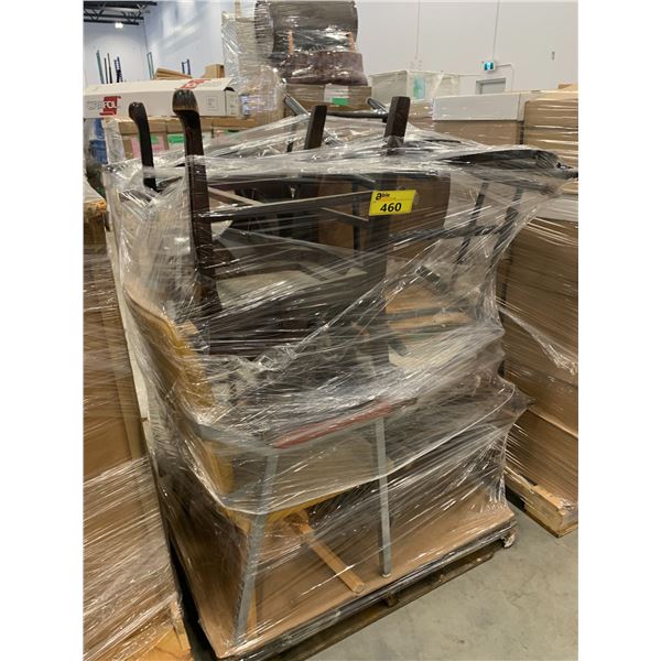 PALLET OF SET DEC ITEMS INCLUDING; CHAIRS AND STOOLS