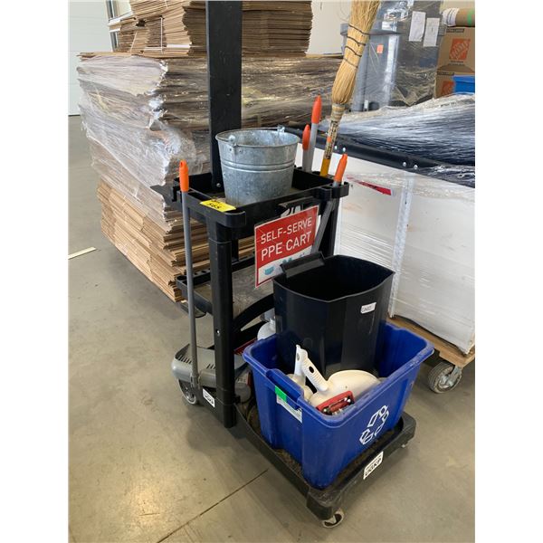 JANITORS CART WITH CONTENTS