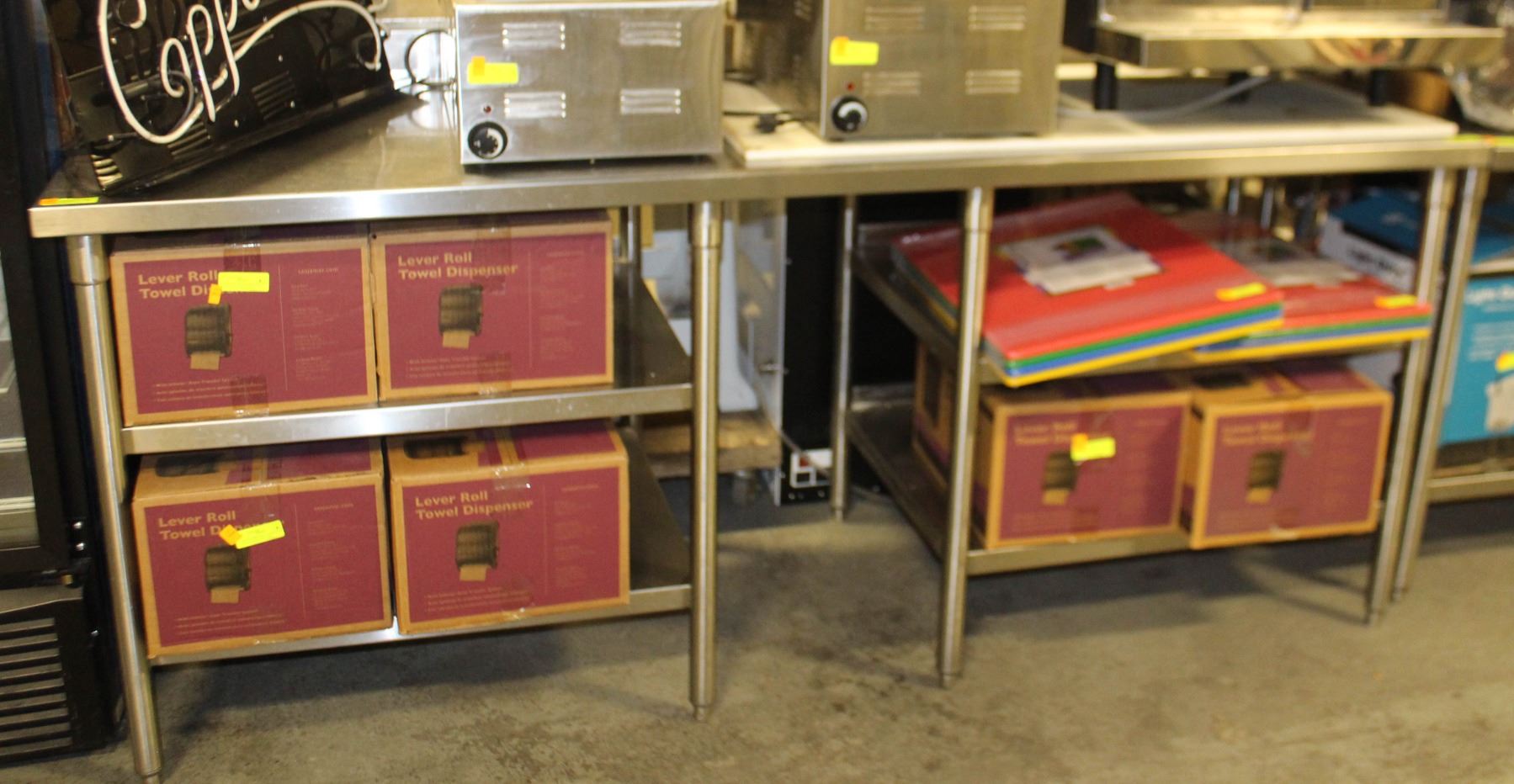 STAINLESS STEEL WORKTABLE W/ 4 UNDERMOUNT SHELVES