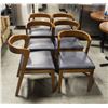 Image 1 : LOT OF 6 MCM INSPIRED WOODEN DINING CHAIRS W/ NAVY