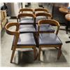 Image 1 : LOT OF 6 MCM INSPIRED WOODEN DINING CHAIRS W/ NAVY