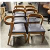 Image 1 : LOT OF 6 MCM INSPIRED WOODEN DINING CHAIRS W/ NAVY