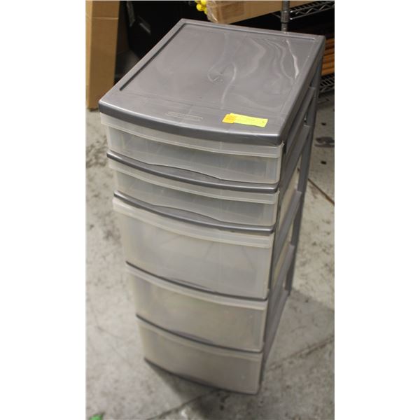 5 DRAWER GREY STORAGE UNIT 13"X 16"X 32"