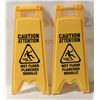 Image 1 : LOT OF 2 NEW CAUTION WET FLOOR SIGNS 28" TALL