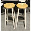 Image 1 : LOT 0F 2 WHITE WOODEN STOOLS 29" TALL