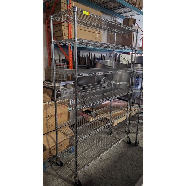6 TIER STAINLESS STEEL WIRE RACK SHELF ON WHEELS