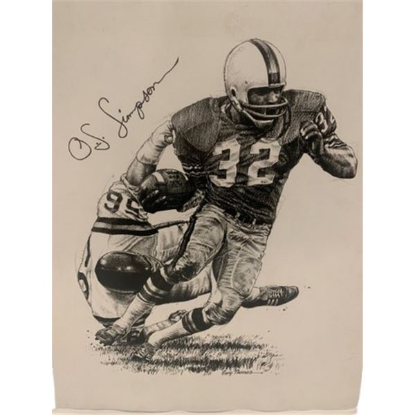 OJ Simpson Signed Sketch