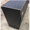 Image 6 : Black Vinyl Wrapped Three Drawer, Four Shelf Dresser/Storage 61Wx16Wx29H