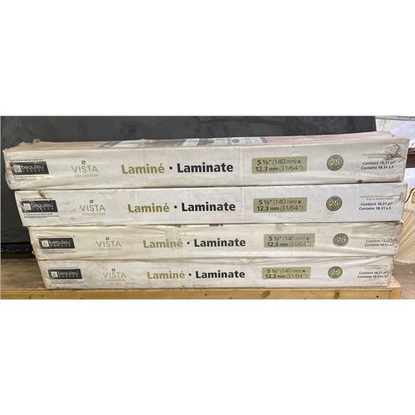 Four Boxes of Addison Maple Laminate Flooring plus Seven lengths of Baseboard and more