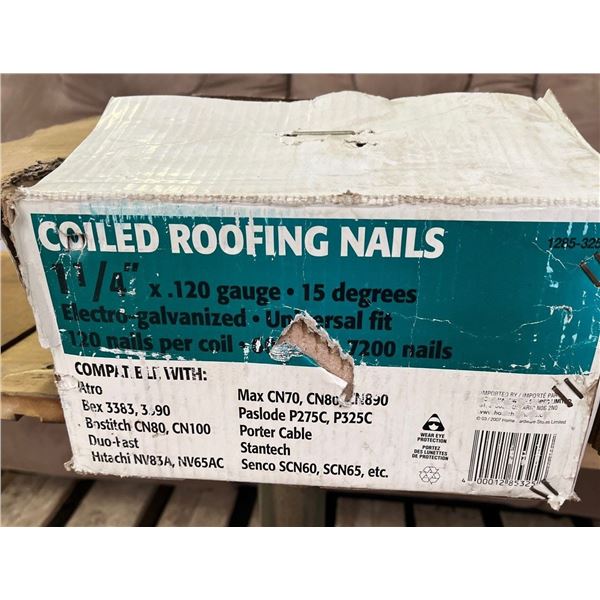 Case of Coiled 1 1/4" Electo-Galvanized  Roofing Nails (50 coils)
