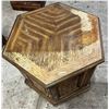Image 3 : Solid Pecan Hexagon End Table 24Wx24Dx23H