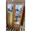 Image 1 : Antique Wood Wardrobe with Full Length Mirrored Doors 36Wx23Dx66H