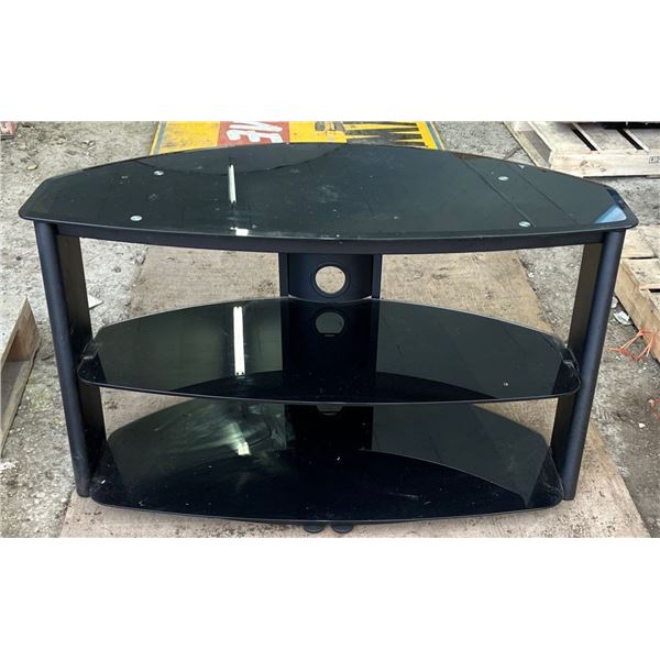 Black Glass TV and  Entertainment Stand 45Wx27Dx24H