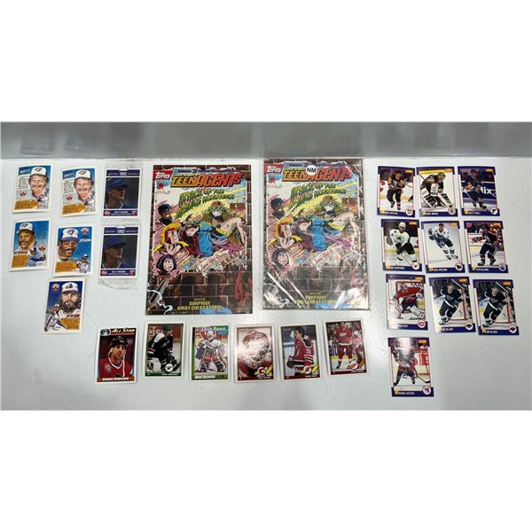 Collection of Early 90's Hockey and Baseball Cards plus 2 copies of TeenAgents #2