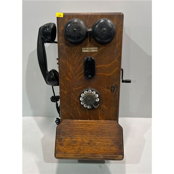 Antique Northern Electric Company Wooden Telephone with Rotary Dial