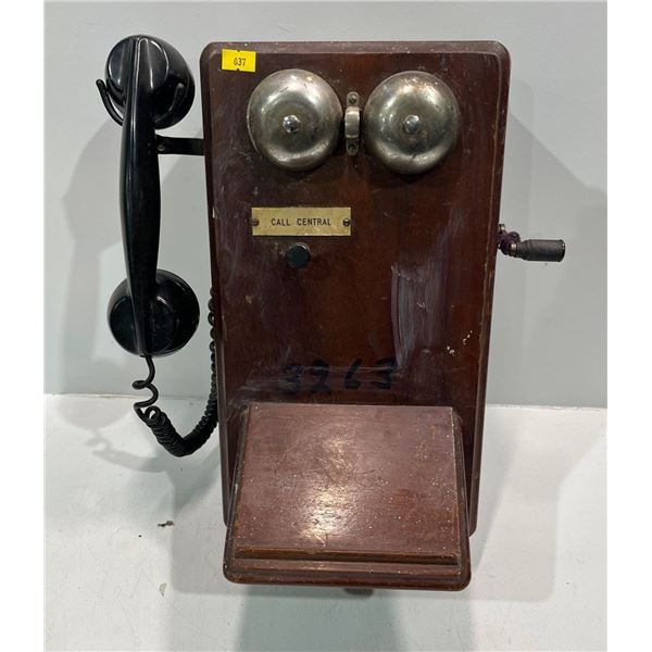 Antique Wooden Telephone with Call Central Label