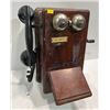 Image 2 : Antique Wooden Telephone with Call Central Label