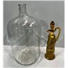 Image 1 : Bohemian Crystal Decanter Made in Czechoslovakia18H and Large Glass Jug 20Hx10D