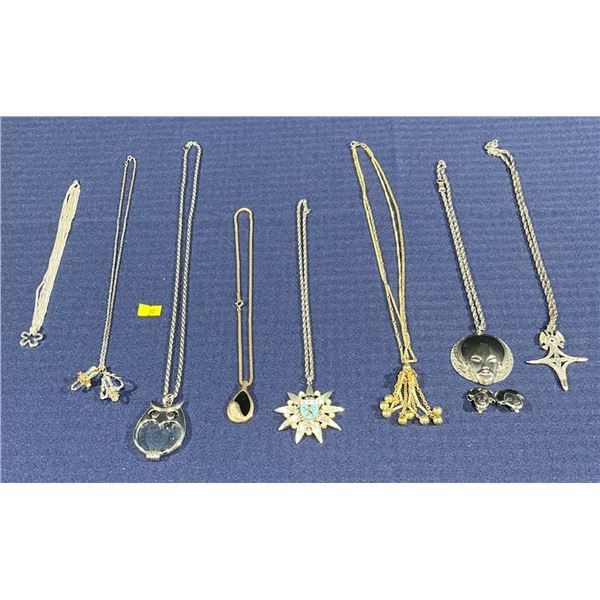 Collection of Metal Chain with Pendants Necklaces