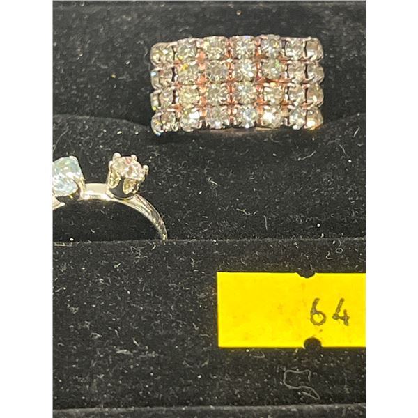 Three Fashion Rings plus Small Wooden Jar