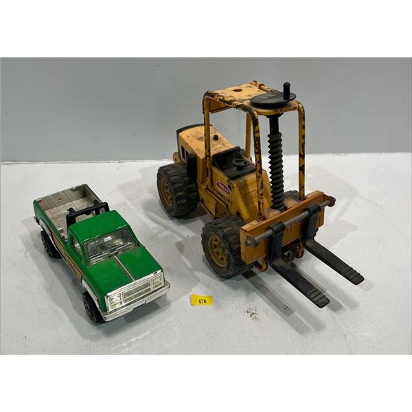 Vintage Tonka Toys Forklift 8H and Green Truck