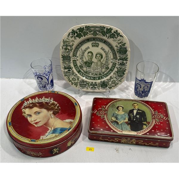 Royal Family Collectibles Decorative Plate, Glassware and Tins