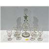Image 1 : Vintage Hand Painted Decanter with Six Matching Sherry Glasses