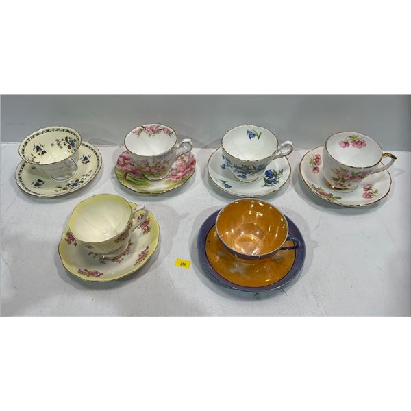 Collection of Teacups with Matching Saucers brands include Royal Albert, Meito, Shelley and more