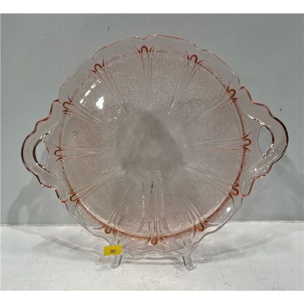 Vintage Pink Tinted Depression Glass Cake Plate