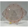 Image 1 : Vintage Pink Tinted Depression Glass Cake Plate