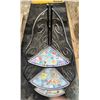 Image 3 : Wrought Iron Corner Plant Stand with Three Ceramic Mosaic Tile Shelves  14Wx14Dx52H