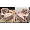 Image 2 : Pair of Beige/Pink Upholstered Swivel Chairs 32Wx32Dx32H