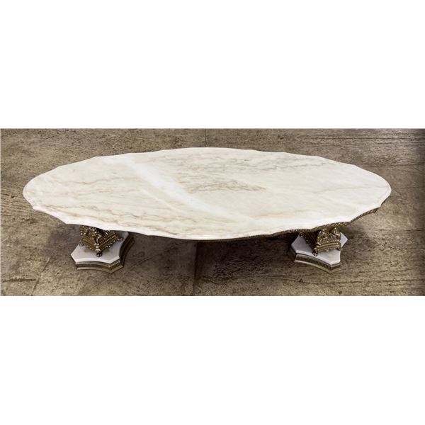 Vintage Marble Top Coffee Table 60Wx26Dx16H