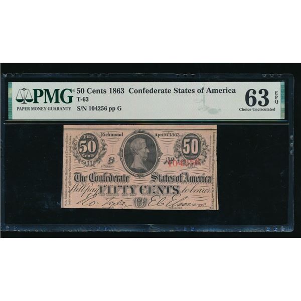 50 Cent 1863 T-63 Confederate PMG 63EPQ