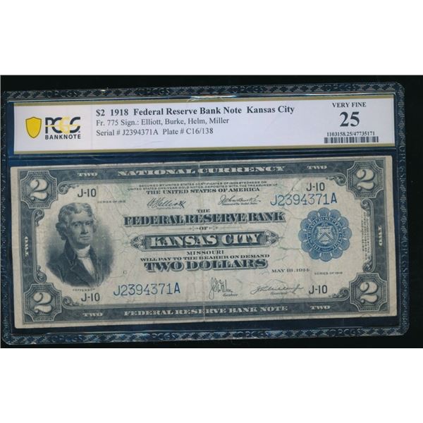 1918 $2 Kansas City FRBN PCGS 25
